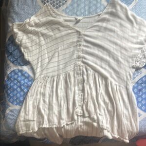 Cato Gray Peplum Blouse Short Sleeve